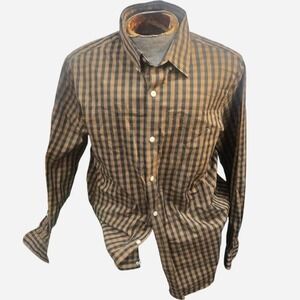 mens brown plaid long sleeve‎ button up duluth trading size large